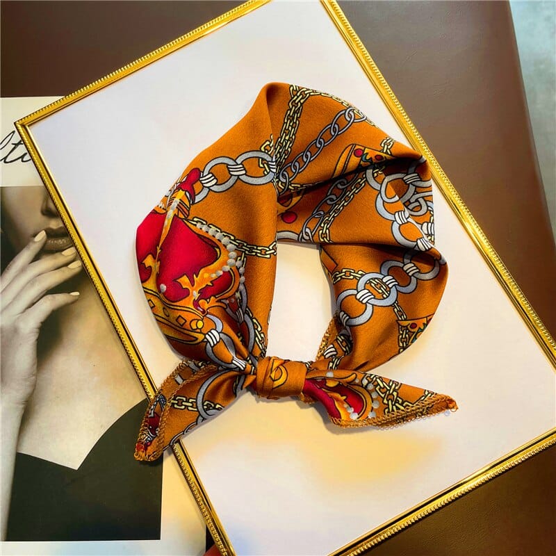 2022 New Women Silk Scarf Square Foulard Lady's Neck Hair Scarves Design Printed Head Kerchief Fashion Girl  Scarfs