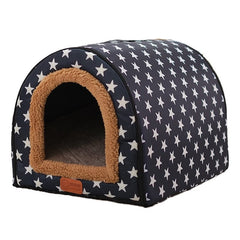 New Warm Dog House Comfortable Print Stars Kennel Mat For Pet Puppy Top Quality Foldable Cat Sleeping Bed cama para cachorro