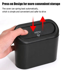 Universal Organiser Car Trash Bin Hanging Vehicle Garbage Dust Case Storage Box Black ABS Square Pressing Trash Can