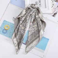 Haimeikang 60*60cm Square Silk Scarf Women Headband Fashion Print Neck Scarfs Office Hair Band Hand Kerchief Female Bandana