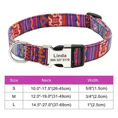 Customized Printed Pet Collar Nylon Dog Collar Personalized Free Engraved Puppy ID Name Collar for Small Medium Large Dogs Pug - Wowza