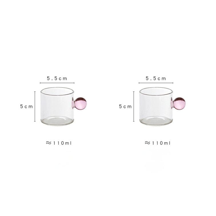 2PC 110ml Espresso Cups small Cups Home Glass Ball Handle Coffee Cup Tea Water Cup Saucer Steak Juice Bucket Table Decor - Wowza