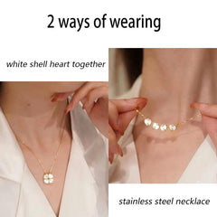 SINLEERY Unusual together 4 crystal heart flower pendant stainless steel necklace gold silver color chain XL333 ZD1 SSK