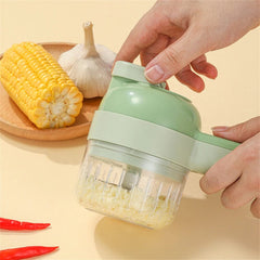 Multifunctional 4 In1 Electric Vegetable Cutter Slicer Garlic Mud Masher Garlic Chopper Cutting Pressing Mixer Food Slice