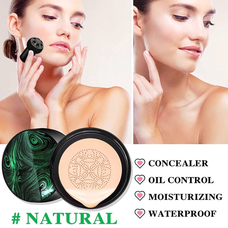 BB Cream Air Cushion Foundation Mushroom Head Waterproof Brighten Face Base CC Cream Natural Oil-Control Moisturizing Concealer