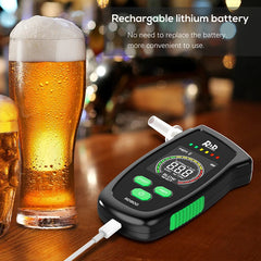 Alcohol Tester Rechargeable Digital Breath Tester Breathalyser Gas Alcohol Detector for Personal & Professional Use