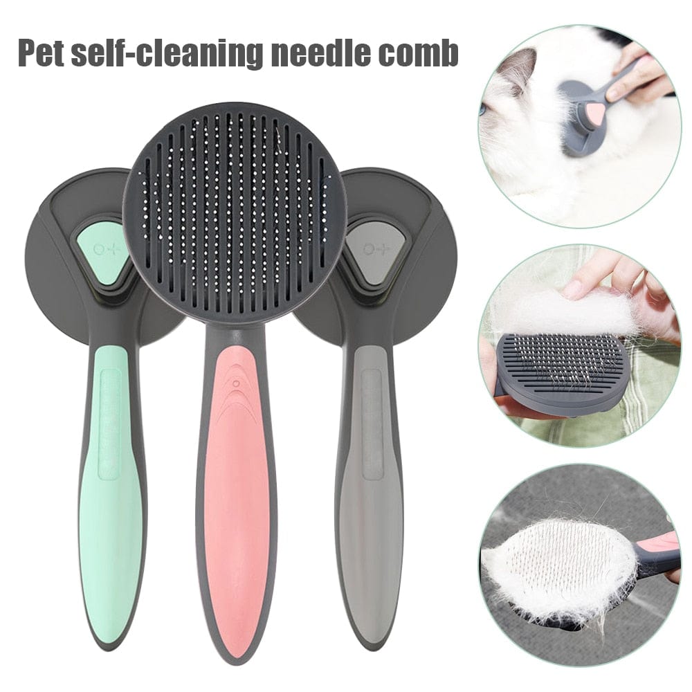 Kimpets Cat Comb Dog Hair Remover Brush Pet Grooming Slicker Needle Comb Removes Tangled Self Cleaning Pet Supplies Accessories - Wowza