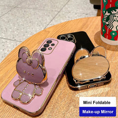 Mirror Plating Phone Holder Case For Samsung Galaxy A53 A73 A33 A52 A52s A72 A32 4G 5G A51 A71 A12 A31 A21S A50 A54 Stand Cover