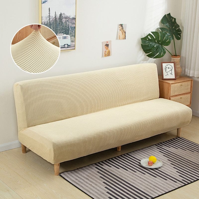 Polar Fleece Fabric Armless Sofa Bed Cover Solid Color Without Armrest Big Elastic Folding Furniture home Decoration Bench Cover