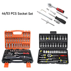 Tool Kit 46/53 Piece/Set 1/4-Inch Socket Set Car Repair Tool Ratchet Torque Wrench Combo Auto Repairing Tool Set