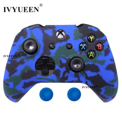 IVYUEEN Silicone Protective Skin Case for XBox One X S Controller Protector Water Transfer Printing Camouflage Cover Grips Caps