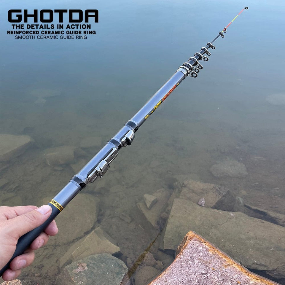 GHOTDA 2021 Carbon Fishing Rod Travel Short Hard Fishing Rod Suitable for Carp Barracuda Rock Telescopic Casting