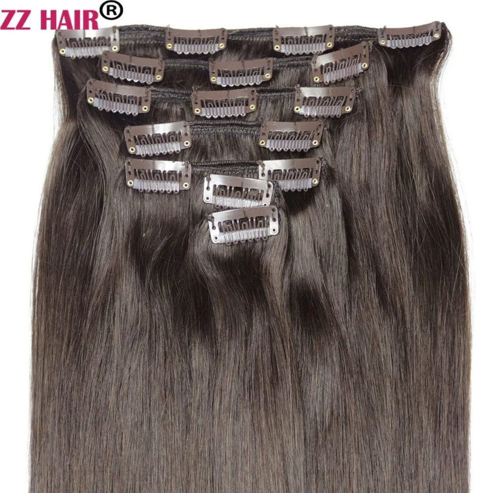 100% Human Hair Extensions 16"-24" Machine Made Remy Hair 7Pcs Set 100g-140g  Full Head Straight Natural