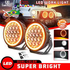 9Inch LED Driving Light 90000LM Spot Flood Combo Offroad Work Lights Amber DRL for Truck ATV UTV SUV Car 4x4 12V 24V