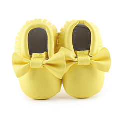 Baby Shoes Newborn Infant Boy Girl First Walker PU Sofe Sole Princess Bowknot Fringe Toddler Baby Crib Shoes Casual Moccasins