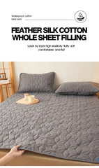 Waterproof Mattress Topper with Elastic Band Quilted Protector Pad Bedspread Winter Mattress Cover for Single/Double Bed 140/160