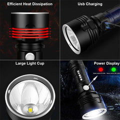 XHP70 LED Flashlight Tactical Torch USB Rechargeable Lantern Waterproof Lamp Ultra Bright Lantern For Camping Outdoor