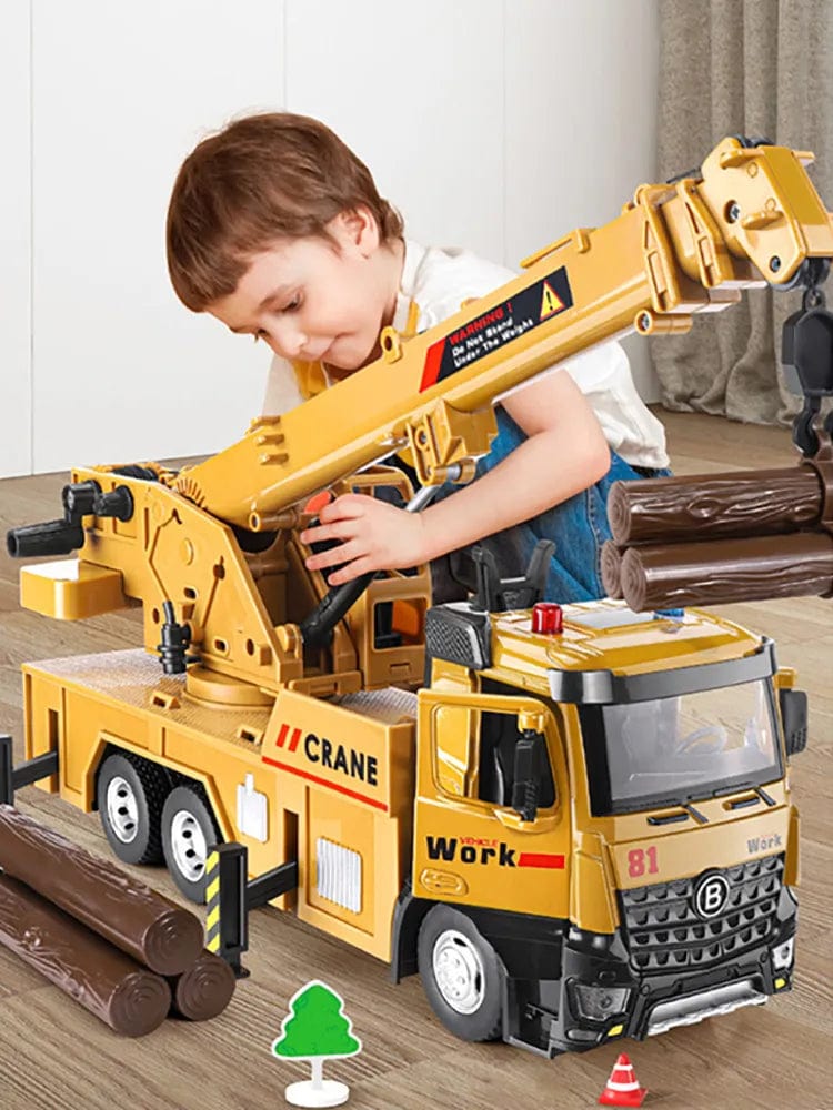 Large Truck Crane Engineering Vehicle Alloy Model Car Construction Toys Metal Diecast Toy Car Sound & Light Toys For Kids Gift