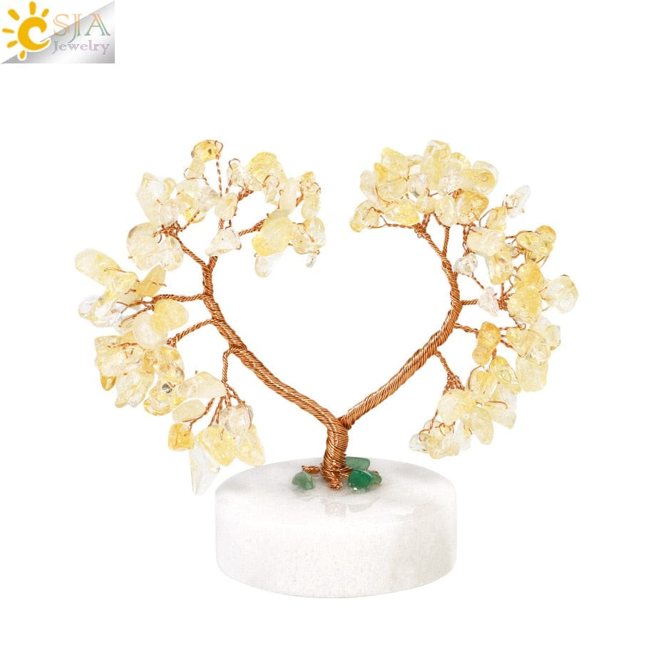 7 Chakras Natural Crystal Money Tree with Agate Slices Love Heart Lucky Tree for Life Fengshui Home Decor Wealth and Luck G831