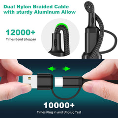 All Phones Fast Charging Cord For iPhone Huawei Micro USB Type C Charger Cable 1.2m Multi Usb Port Multiple Usb Charging Cord