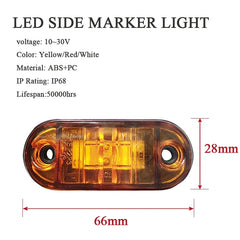 12/24V LED Side Marker Lights For Trailer Trucks Cars Waterproof Oval Side Clearance Warning Light Red Orange Lamp Led