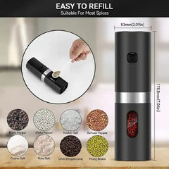 LED Automatic Operation Rechargeable Mill Electric Salt and Pepper Grinder Set with Charging Base