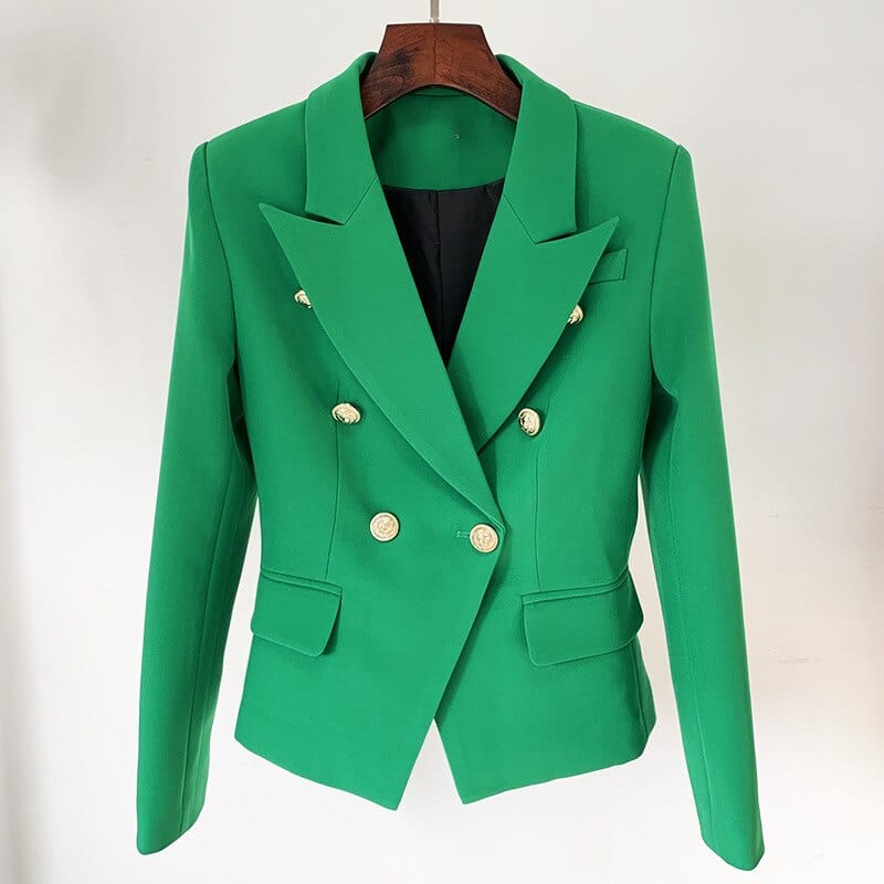 Real Red Women Blazers 2021 New Formal Female Jacket Classic Gold Double Breasted Button White Black Blazer Women High Quality