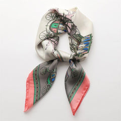 Female Silk Neck Scarf Letter D Print Square Hair Scarves Foulard Head Band Shawls And Wraps Neckerchief Bandana 70*70cm