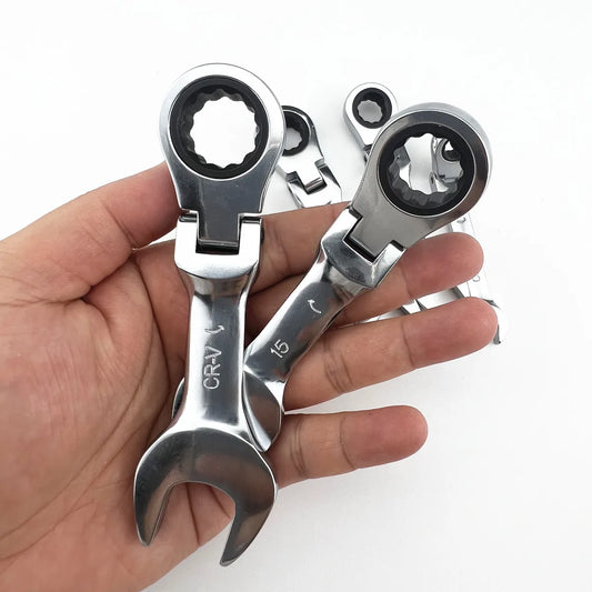 Compact Dual-Head Ratchet Wrench – Swivel Head & Quick-Release Design