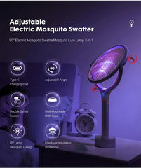 Insect Killer Racket Bug Safety Insulated Battery Powered Lamp ABS Adjustable Electric Mosquito Swatter