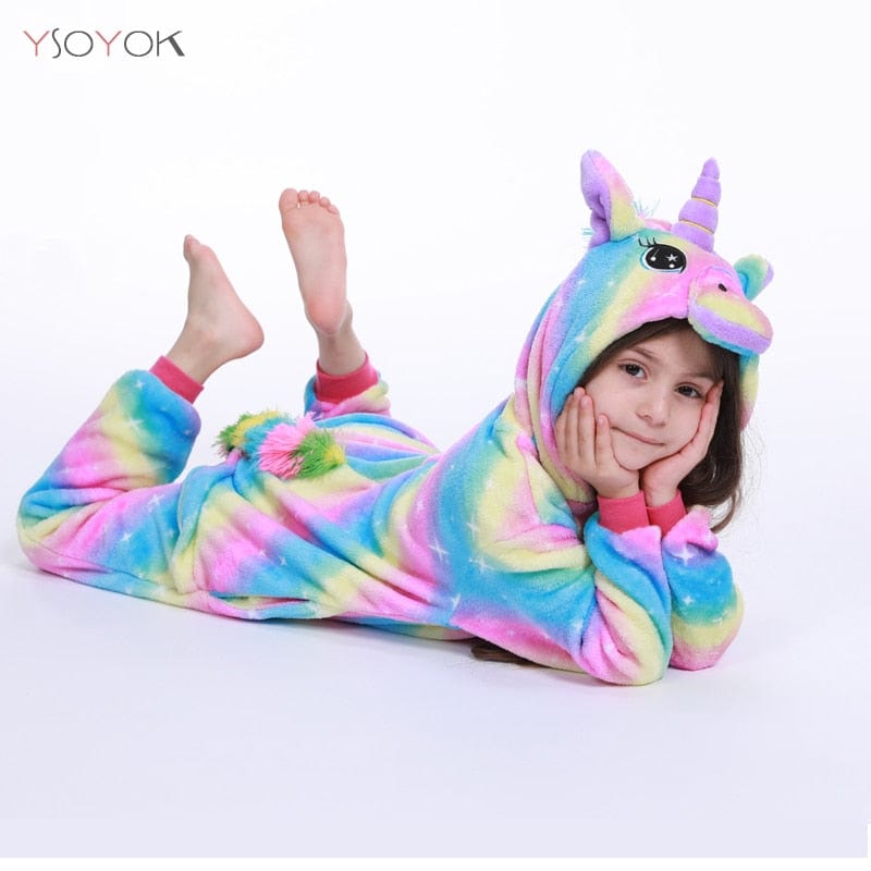 Kigurumi Children Winter Sleepwear Kids Unicorn Panda Pajama sets Baby Girls Boys Panda Licorne Onesies for 4 6 8 10 12 Years