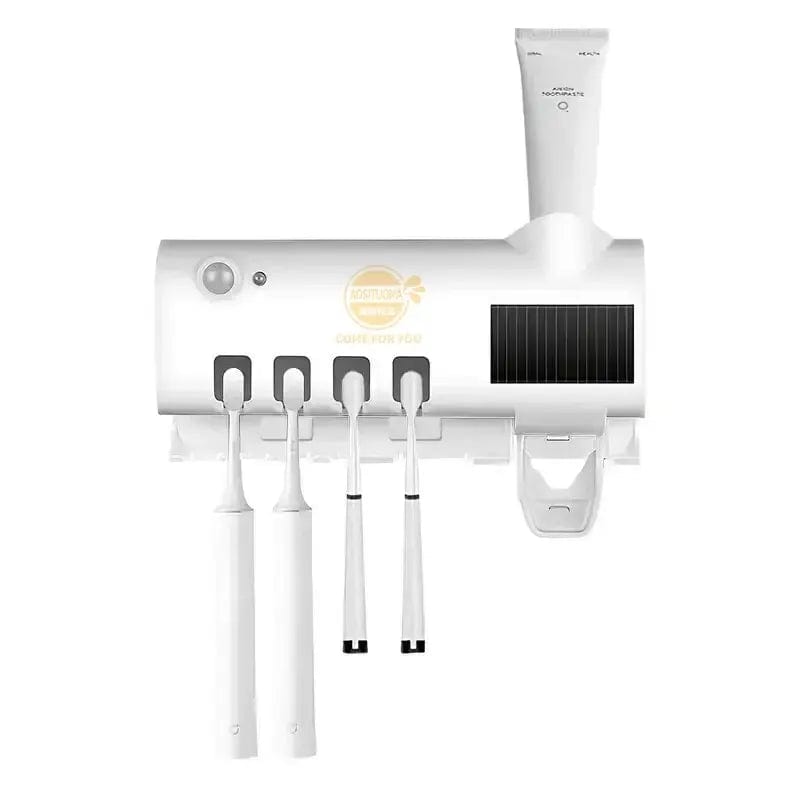 Toothbrush Sanitiser, Free Punching Wall Mounted Toothbrush Holder, Automatic Squeeze Toothpaste Device