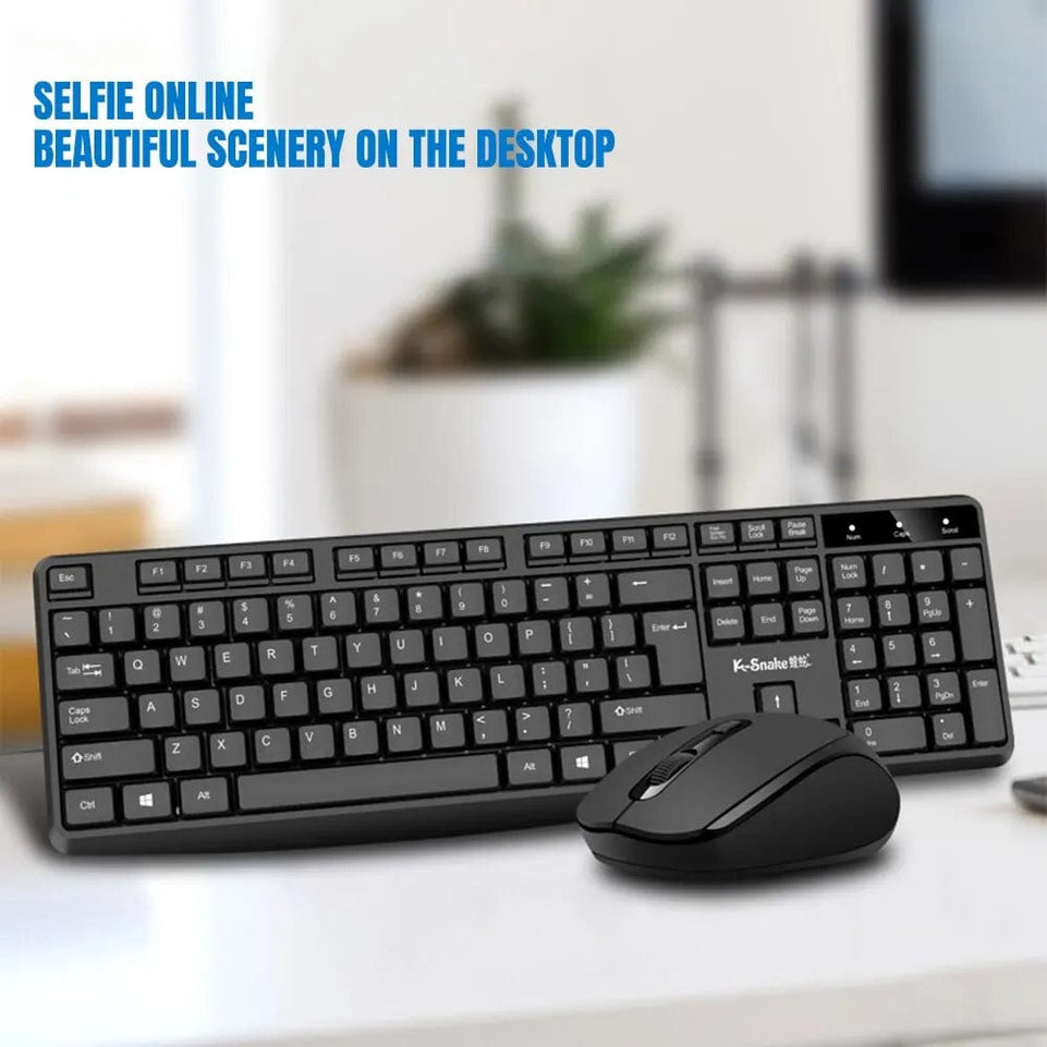 Wireless Keyboard and Mouse Combo Full-Sized 2.4GHz USB Wireless Keyboard and Wireless Optical Mouse for Mac Laptop Desktop PC