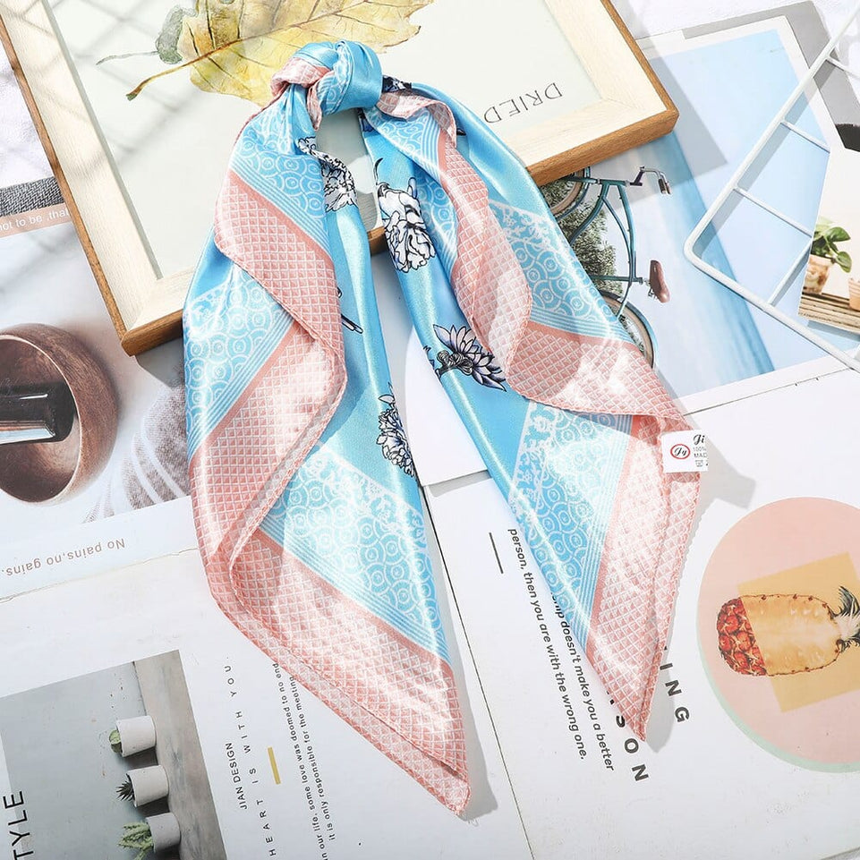 Haimeikang 60*60cm Square Silk Scarf Women Headband Fashion Print Neck Scarfs Office Hair Band Hand Kerchief Female Bandana