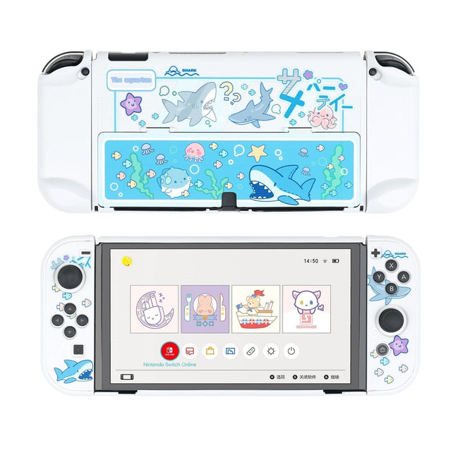 GeekShare Shark Party Hard Shell Transparent Split Joy-con Protective Cover Case For Nintendo Switch OLED Lite Shell