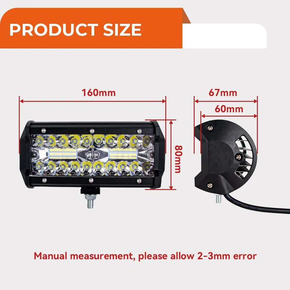 4-7 Inch  Led Light Bars 120W Combo Spot Flood Beam for Work Driving Off road Boat Car Tractor Truck 4x4 SUV ATV 12V 24V