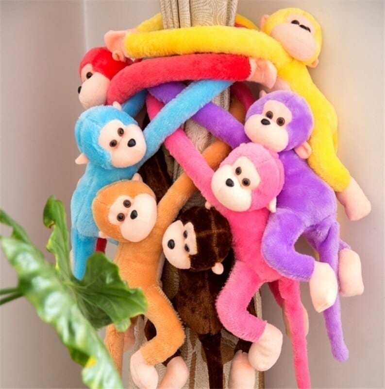 New Color Long Arm Monkey Plush Stuffed Doll Kids Cute Animal Plush Toys Creative Curtain Doll Hanging Monkey Decorative Gifts