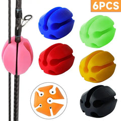 6pcs Silicone Fishing Rod Holder Ball Straps 5 Hole Lightweight Fishing Tackle Ties Organizer Storage Racks Fishing Accessories