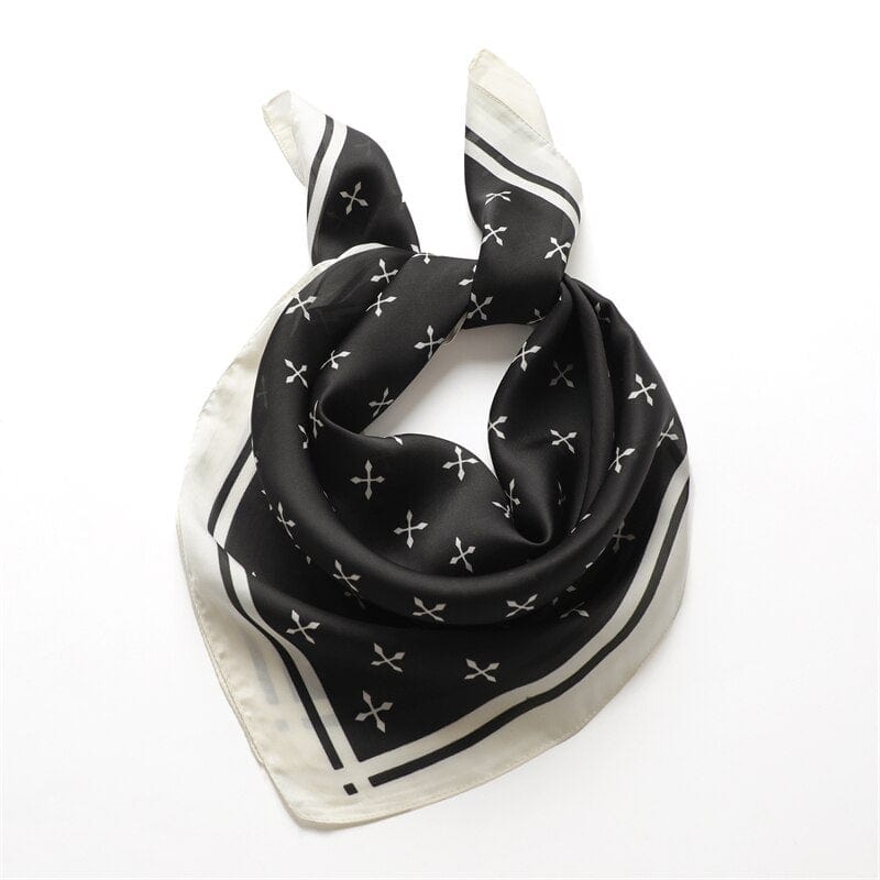 Female Silk Neck Scarf Letter D Print Square Hair Scarves Foulard Head Band Shawls And Wraps Neckerchief Bandana 70*70cm