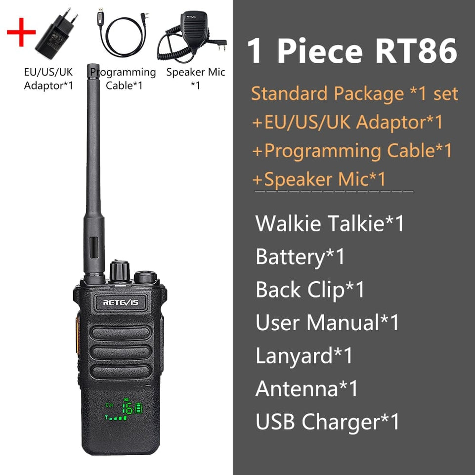 10W Retevis Walkie Talkie Long Range RT86 Walkie-talkies 1/ 2 pcs Two-way radio Powerful Portable Radio Communicator For Hunting