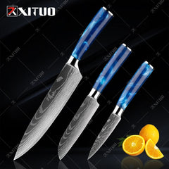 XITUO Kitchen Knife Set Japanese Chef Knives 7CR17 Stainless Steel Damascus Laser Slicing Santoku Cleaver 1-10pc Kitchen Knifes - Wowza