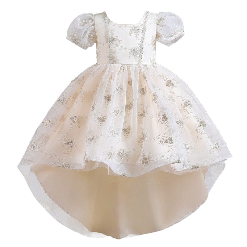 Kids Girl Cake Tutu Flower Dress Children Party Wedding Formal Dress for Girl Princess First Communion Costume