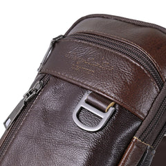 Vintage Men Cowhide Leather Shoulder Crossbody Bag Waist Fanny Pack Male Belt Bum Bag For Travel Casual Phone Messenger Handbags