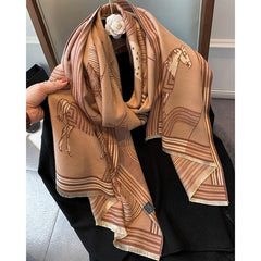 Luxury Winter Cashmere Scarf Women 2023 Design Warm Pashmina Blanket Horse Scarves Female Shawl Wraps Thick Foulard Bufanda