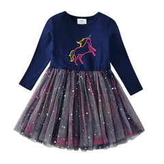 Kids Autumn Winter Dresses for Girls Star Sequins Princess Dress Girl Long Sleeve Party Vestidos Girls Dress Children Clothing