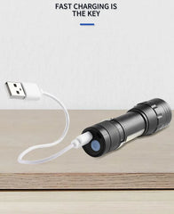 USB Rechargeable Mini Flashlight COB+XPE Portable Built-in Battery Zoomable Small Torch 3 Mode Camping Emergency Flashlights