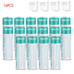 Kuugro AA 1.5 V 2600 mWh USB‑C Rechargeable Lithium Battery – Long‑Lasting Power