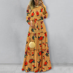 ZANZEA Fashion Off Shoulder Vestidos Female Lace Up Belted Dresses Beach Holiday Ruffle Robe Womens Bohemian Long Maxi Dress