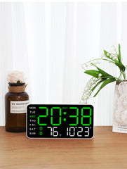 Large Digital Wall Clock Temp Date Week Display Remote Control USB Powered Table Clock Wall-mounted Dual Alarms LED Clocks