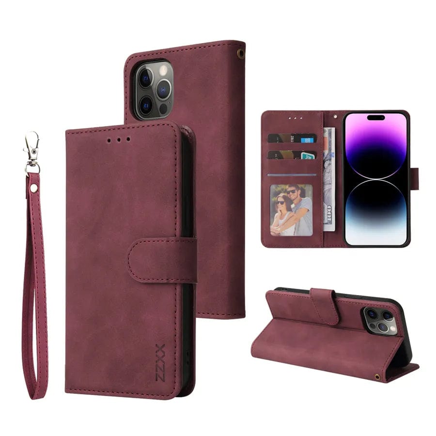 Leather Wallet Phone Case For iPhone 15 Pro Max 14 13 Mini 12 11 XS XR X SE 2022 8 7 6 6s Plus Flip Card Slot Holder Cover